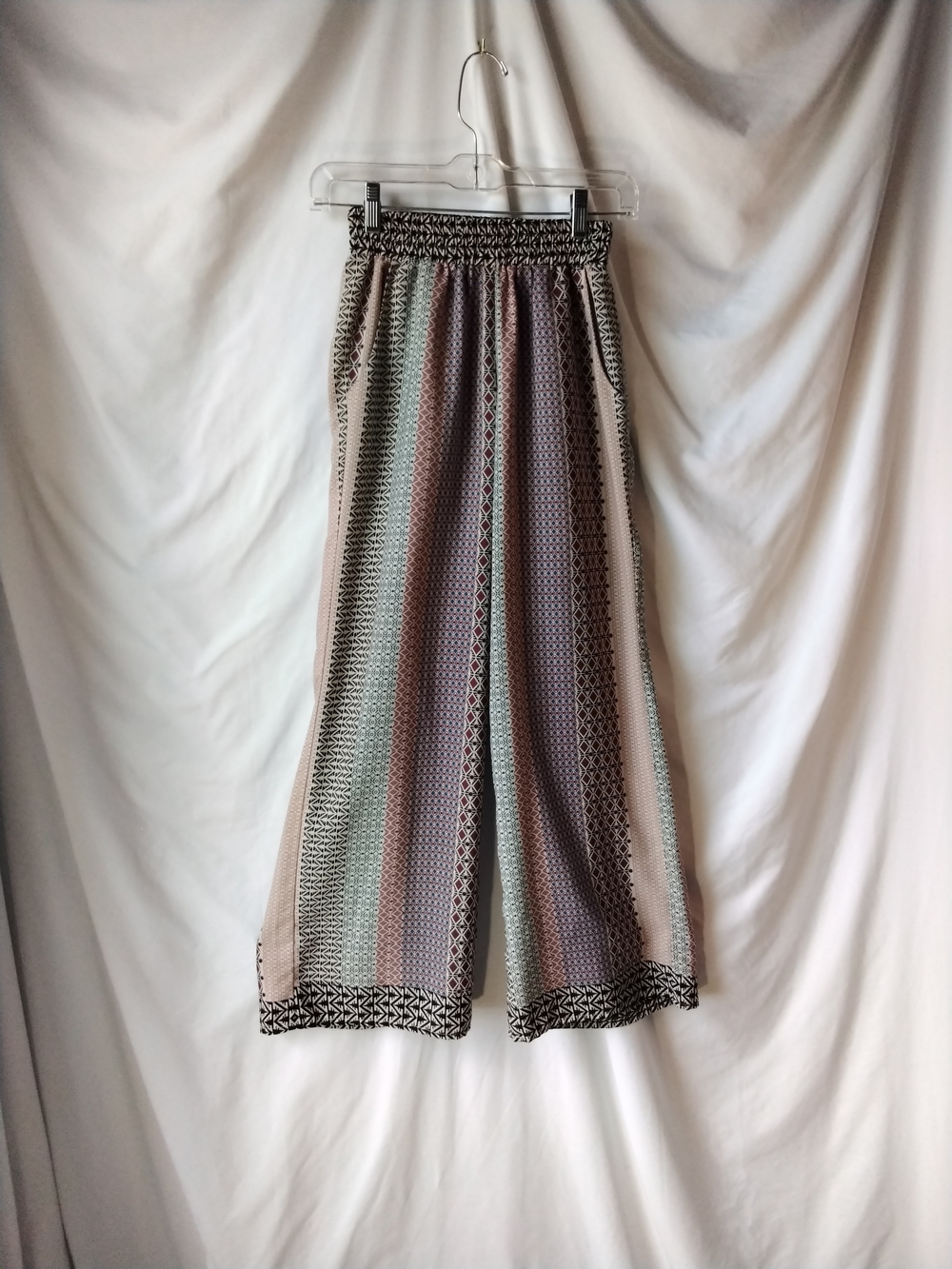 bobeau Multicolor Striped Wide Leg Pants - Beige, Mint, Mauve